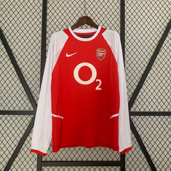 390c0498 Arsenal 2002/04 Home Retro Long Sleeve Jersey S-2XL