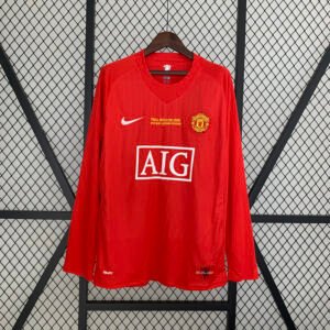 Manchester United 2007/08 Champions League version Home Retro Long Sleeve Jersey S-2XL