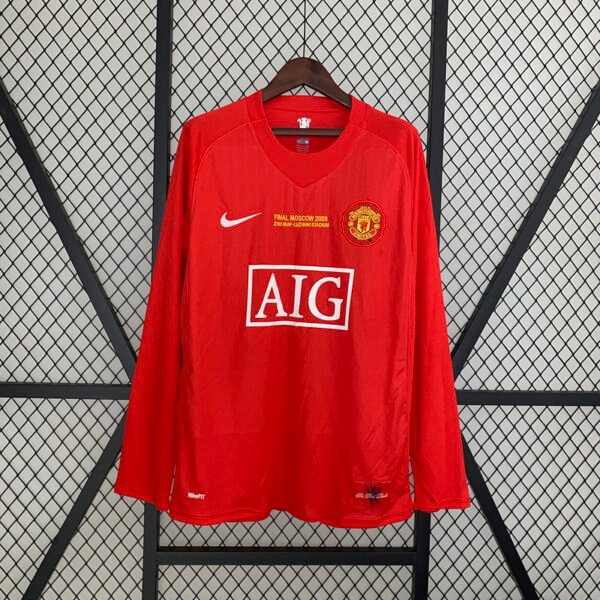 b6259f5f Manchester United 2007/08 Champions League version Home Retro Long Sleeve Jersey S-2XL