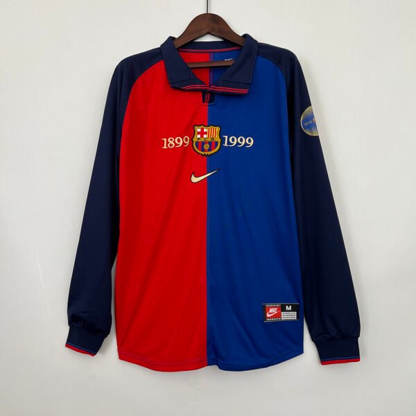 Barcelona 100 Anniversary Home Retro Long Sleeve Jersey S-2XL