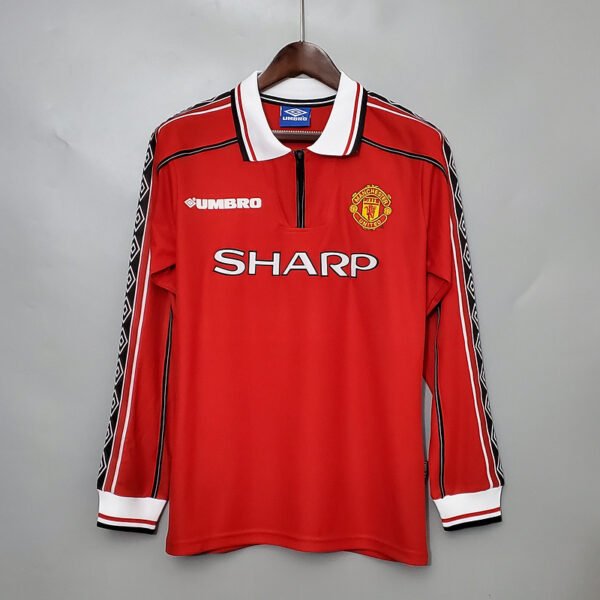 f69b2d62 Manchester United 1998/99 Home Retro Long Sleeved Jersey S-2XL