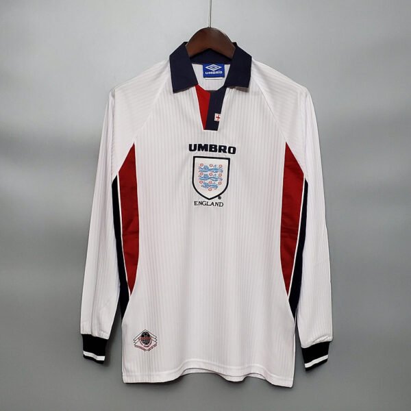 England 1998 Home Retro Long Sleeve Jersey S-2XL