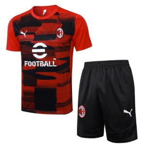 AC Milan 24/25 Red-Black Spray Training Short-Sleeve Set - S-2XL