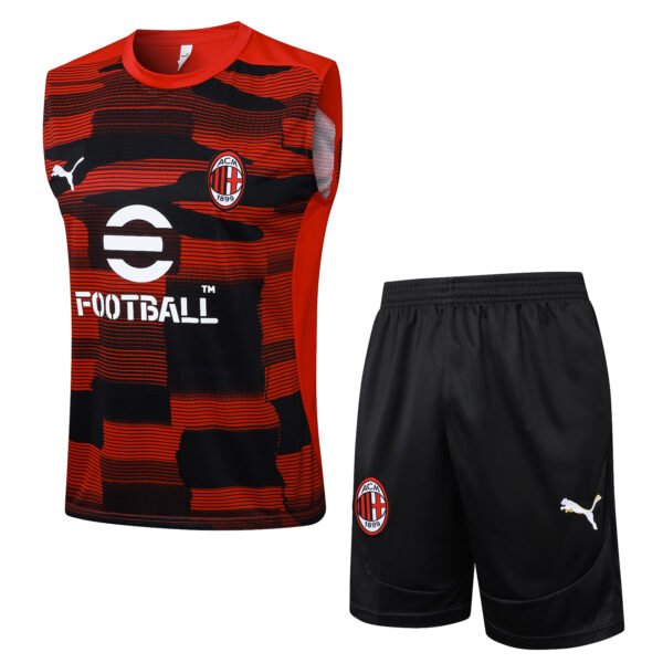 AC Milan 24/25 Red-Black Spray Training Vest Set - S-2XL